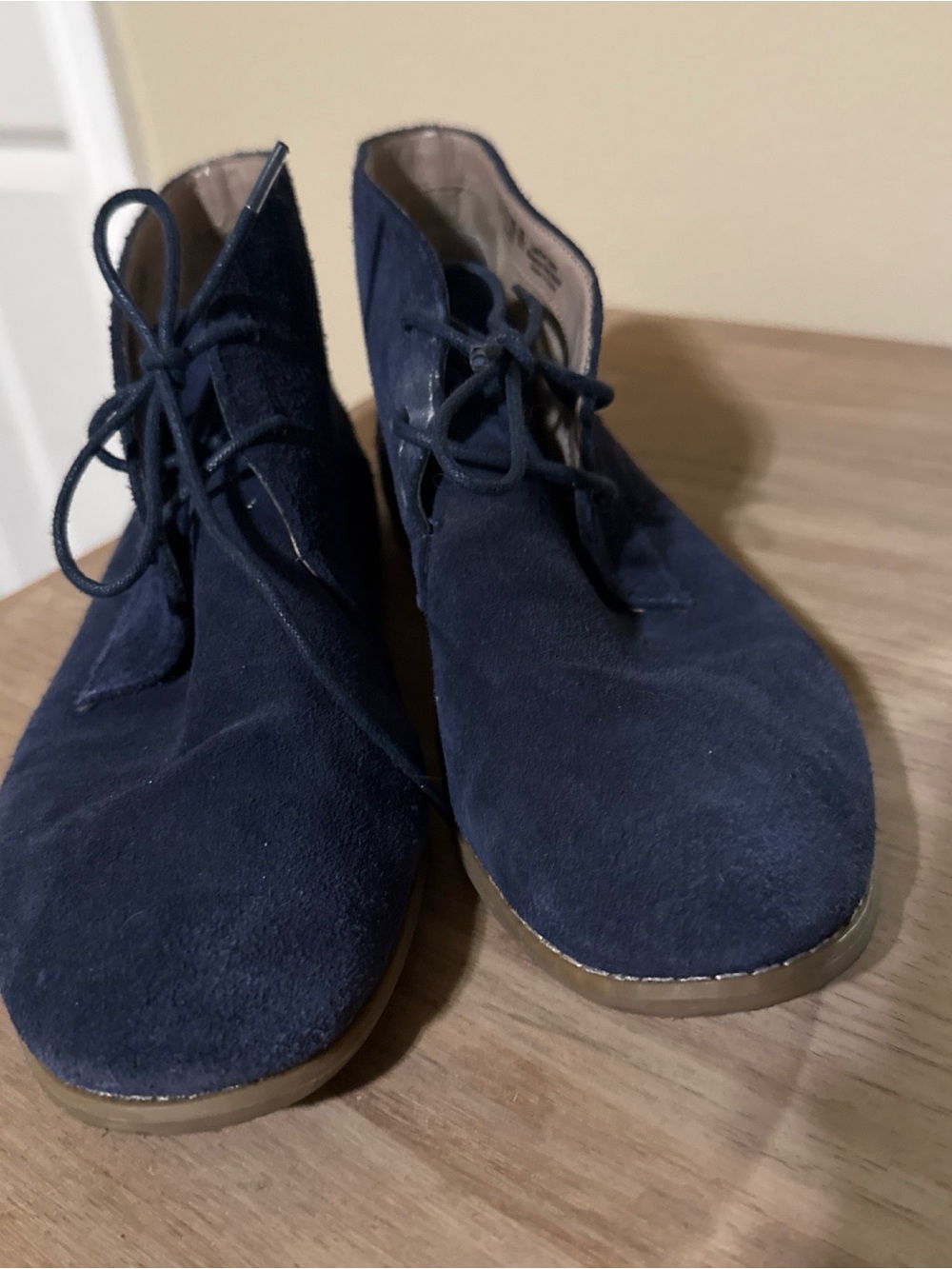 Franco Sarto Navy Suede Lace-Up Ankle Booties